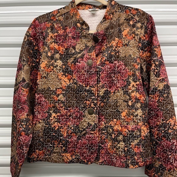 Christopher & Banks Jackets & Blazers - Christopher & Banks Orange Tan Blazer with Floral Pattern